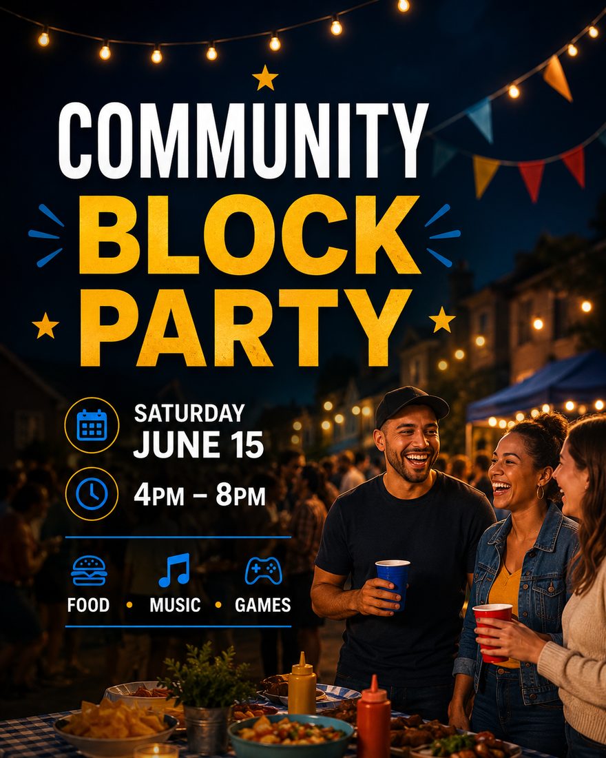 Community Block Party event flyer design