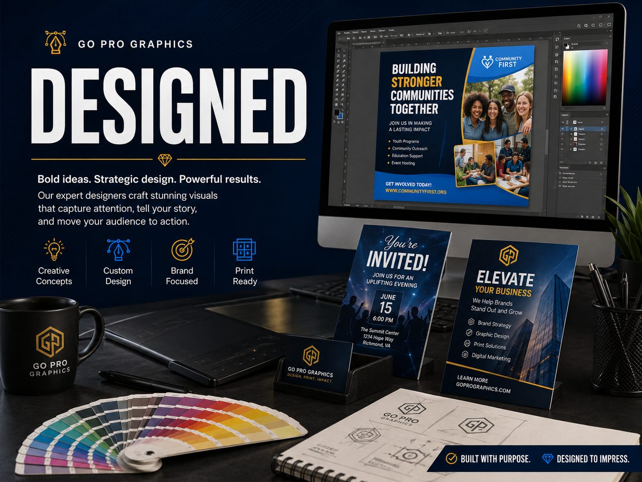 Go Pro Graphics custom-designed marketing materials showcase