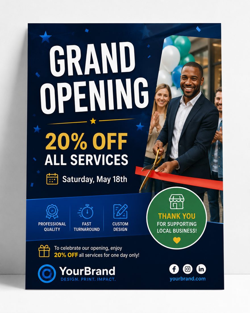 Grand Opening 20 percent off small business flyer